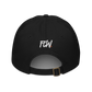 Back view of a black bitcoin dad hat.