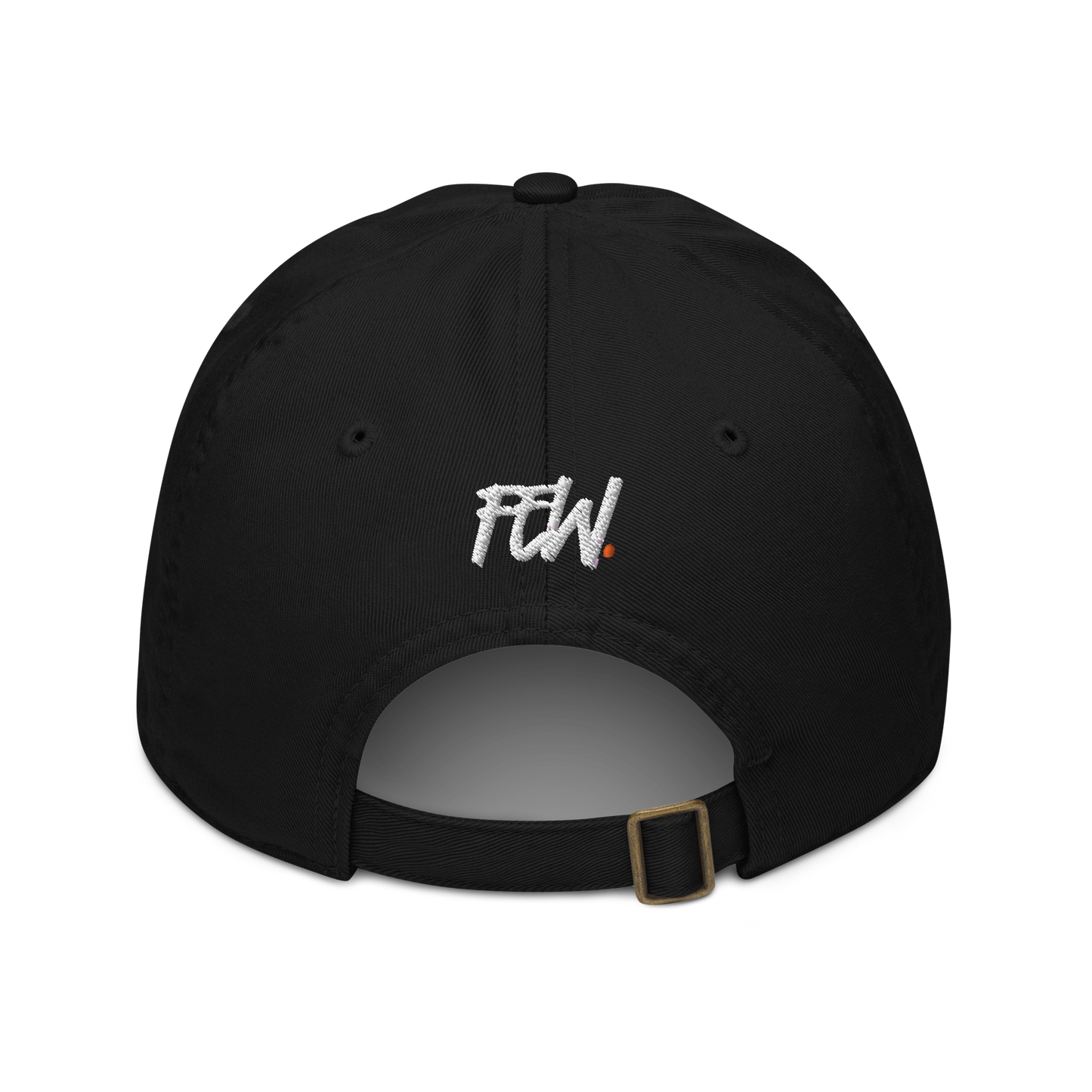 Back view of a black bitcoin dad hat.