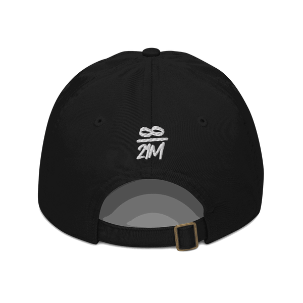 Back view of a black bitcoin dad hat.