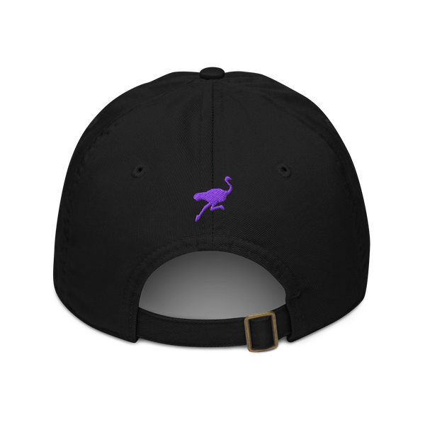 Nostr organic nostr dad hat in Black, back view.