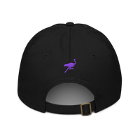 Nostrich organic bitcoin dad hat in Black, back view.