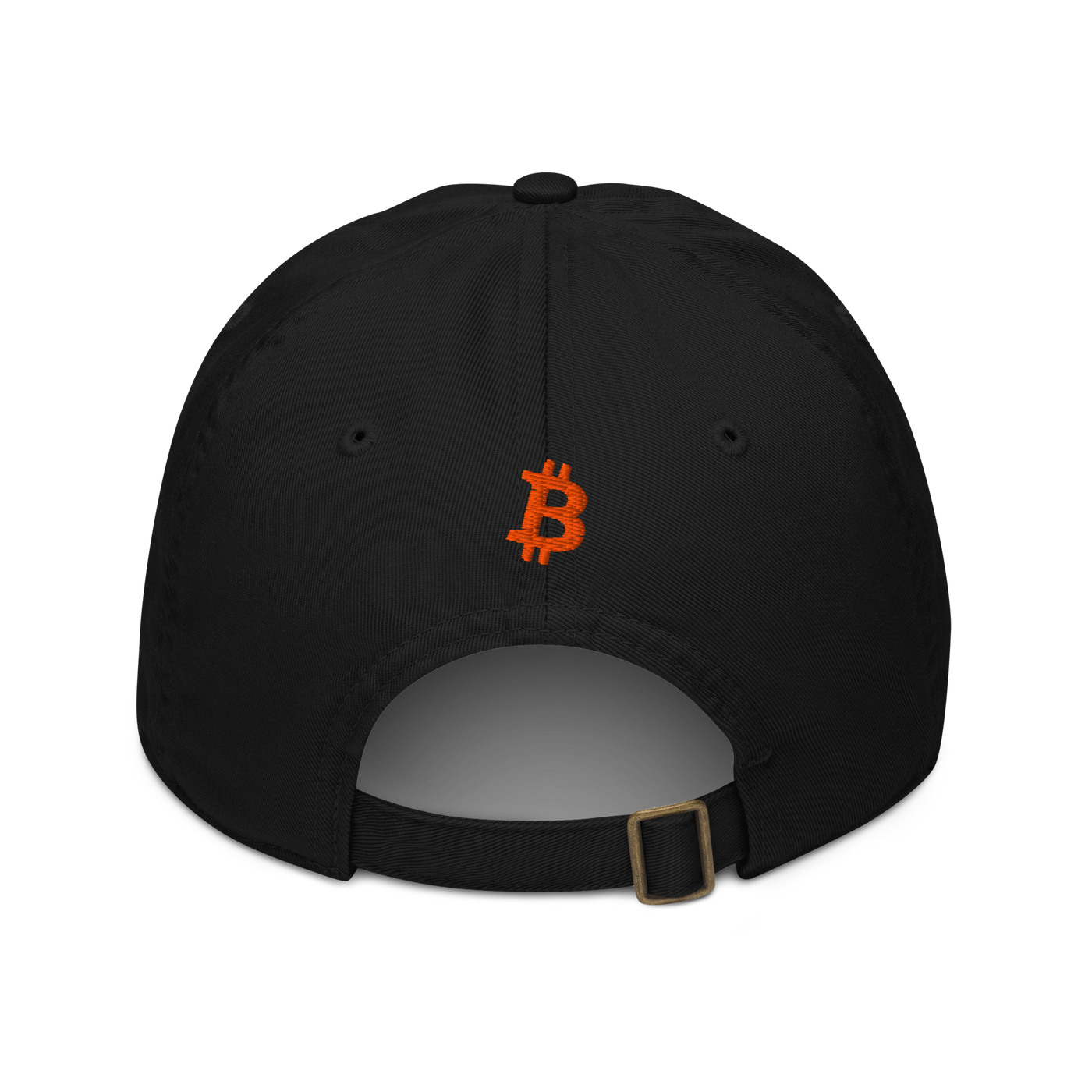 Circuit Board organic bitcoin dad hat in Black, back view.