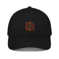 Organic cotton bitcoin dad hat with circuit board design and adjustable closure