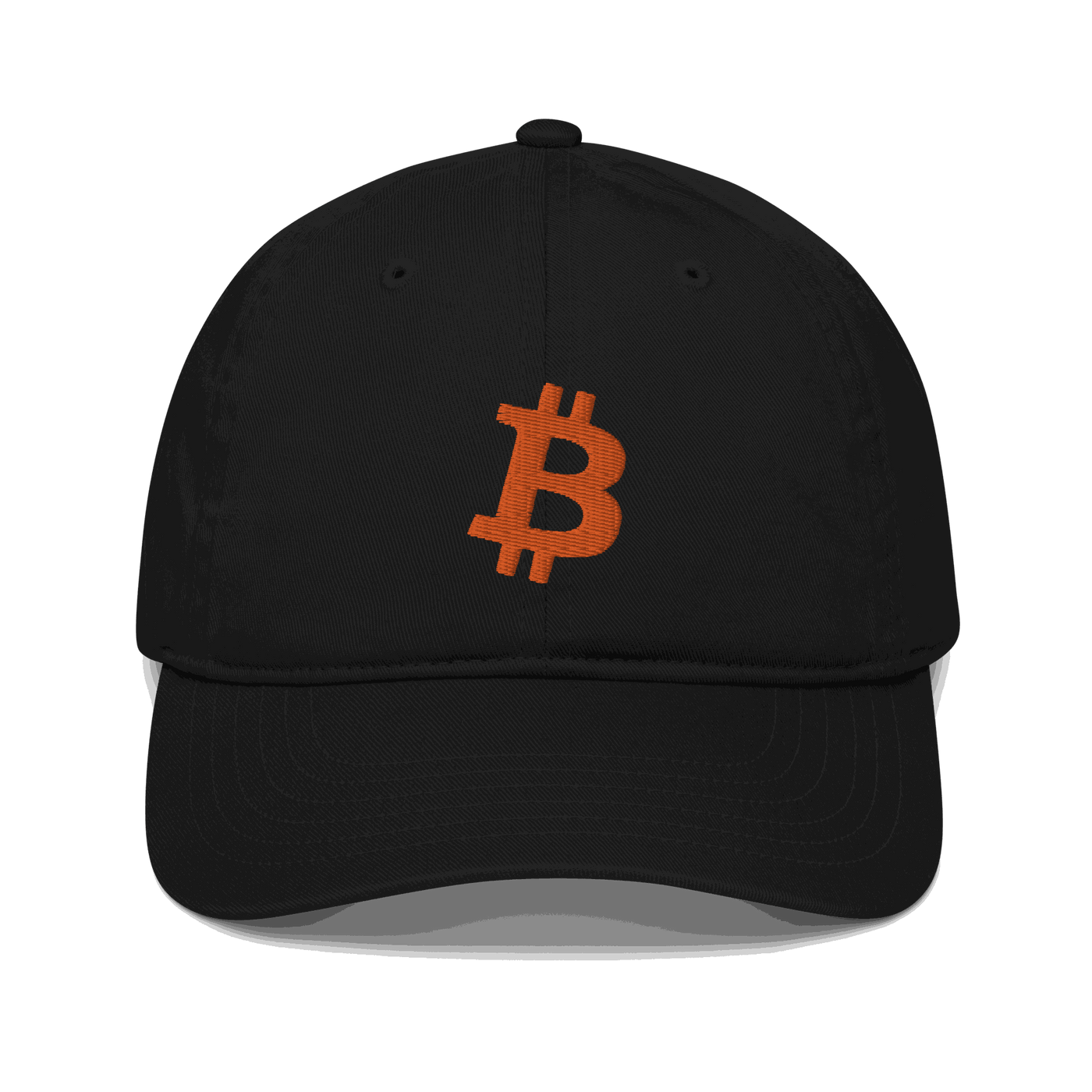 Organic Bitcoin B dad hat made of 100% cotton with adjustable closure and eco-friendly design