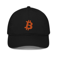 Organic Bitcoin B dad hat made of 100% cotton with adjustable closure and eco-friendly design