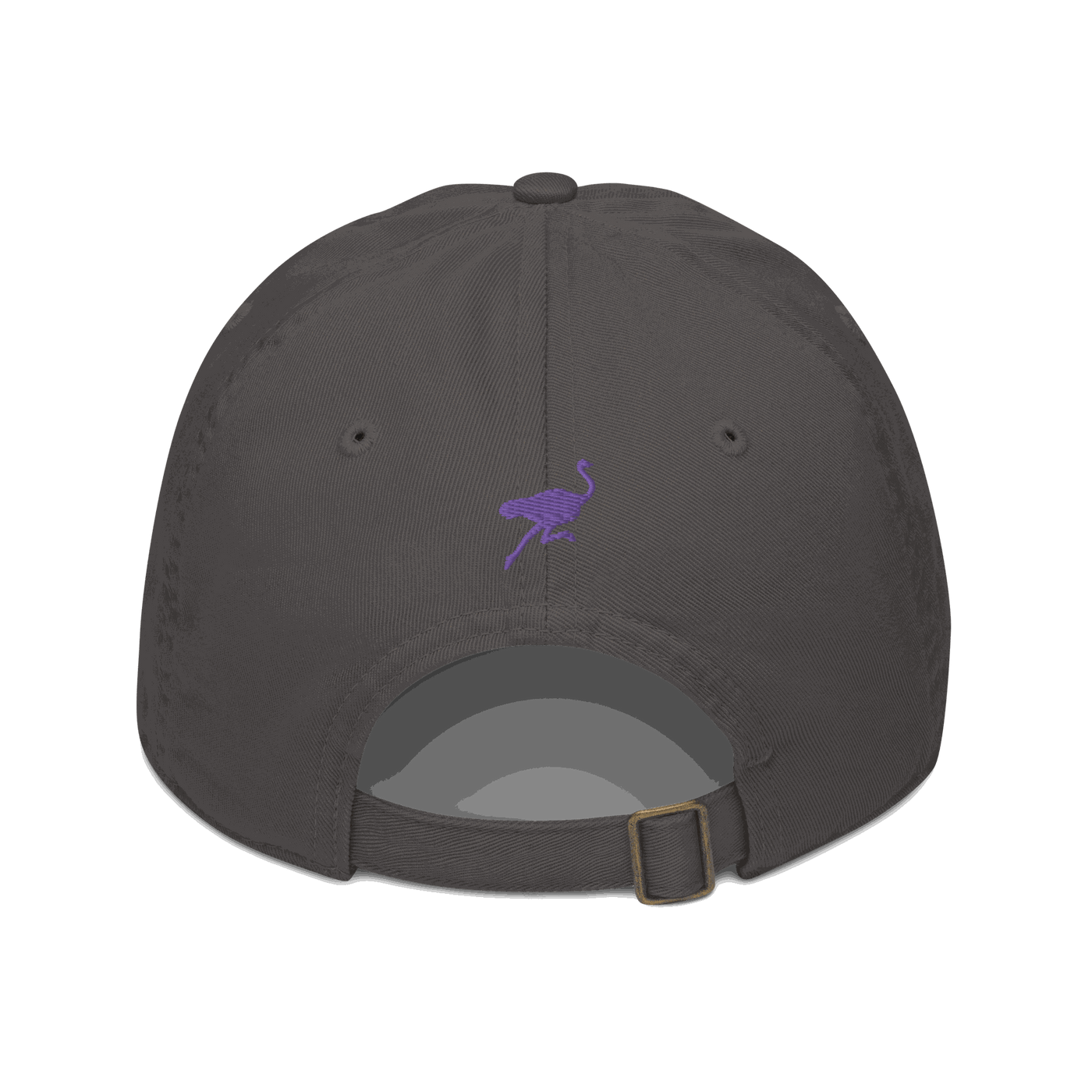 Back view of a charcoal grey nostr dad hat.