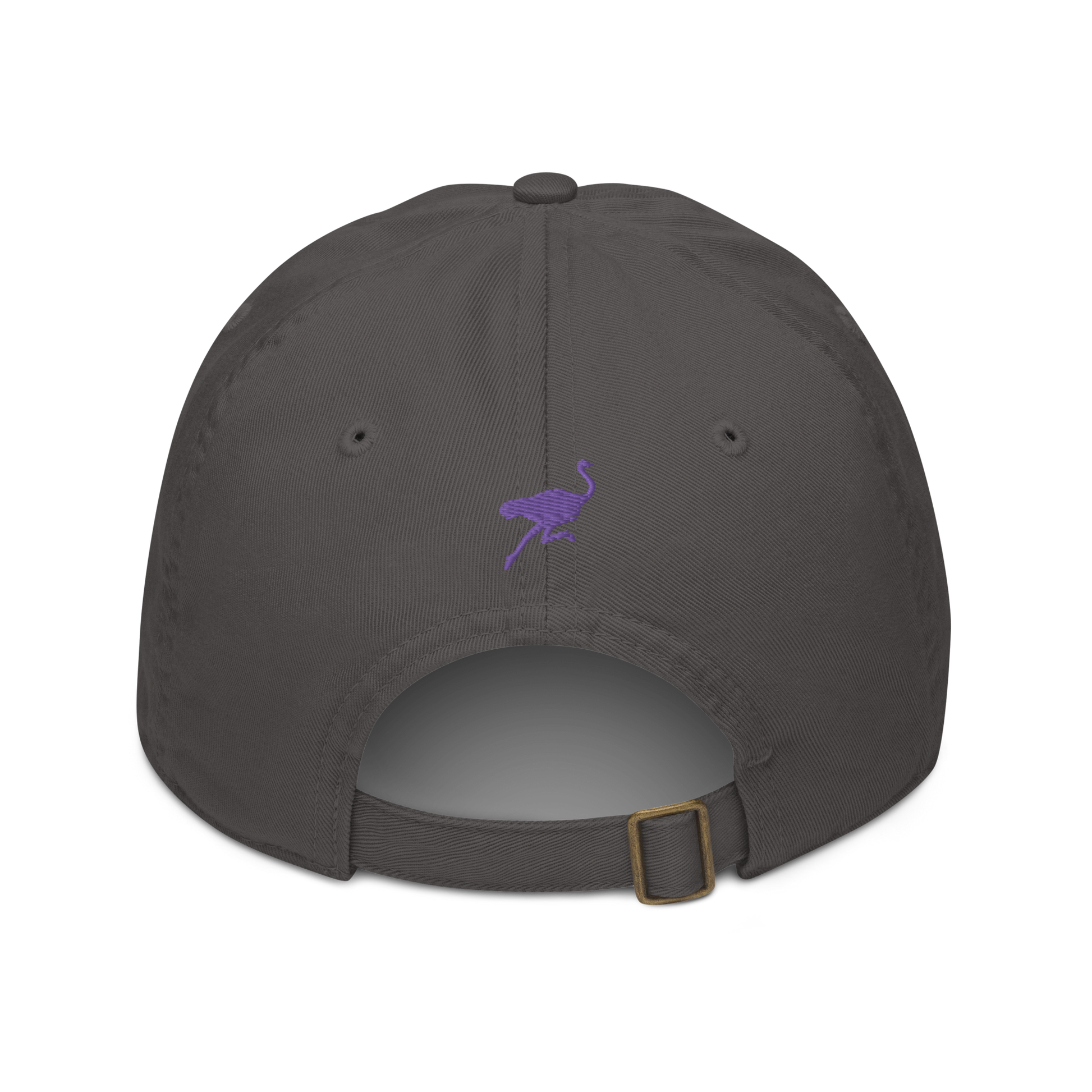 Back view of a charcoal grey nostr dad hat.
