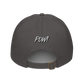 Back view of a charcoal grey bitcoin dad hat.