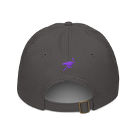 Nostrich organic bitcoin dad hat in Charcoal, back view.