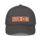 Front view of a charcoal grey bitcoin dad hat.