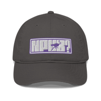 Front view of a charcoal grey nostr dad hat.