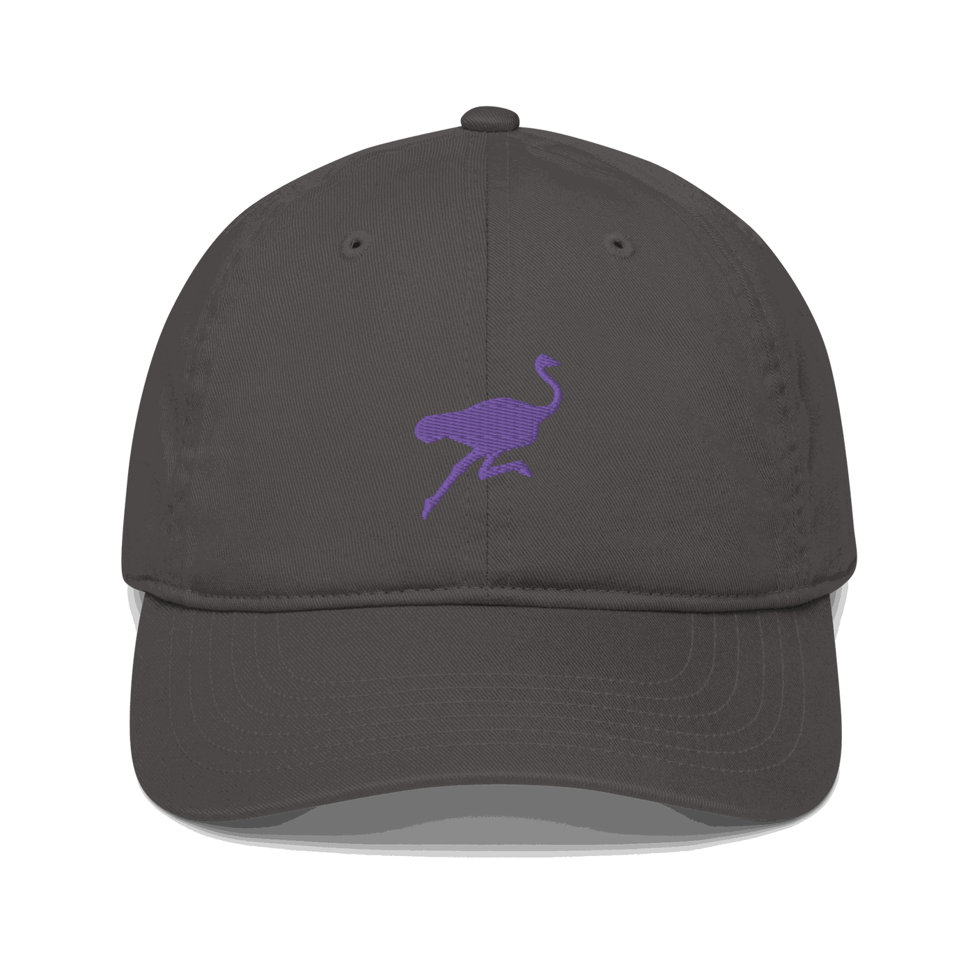 Front view of a charcoal grey nostr dad hat.