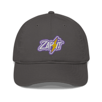 Front view of a charcoal grey nostr dad hat.