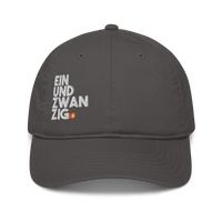 Einundzwanzig organic bitcoin dad hat in Charcoal, front view.
