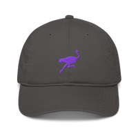 Nostrich organic bitcoin dad hat in Charcoal, front view.