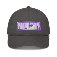 nPub? organic nostr dad hat in Charcoal, front view.