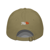 Back view of a jungle colored bitcoin dad hat.