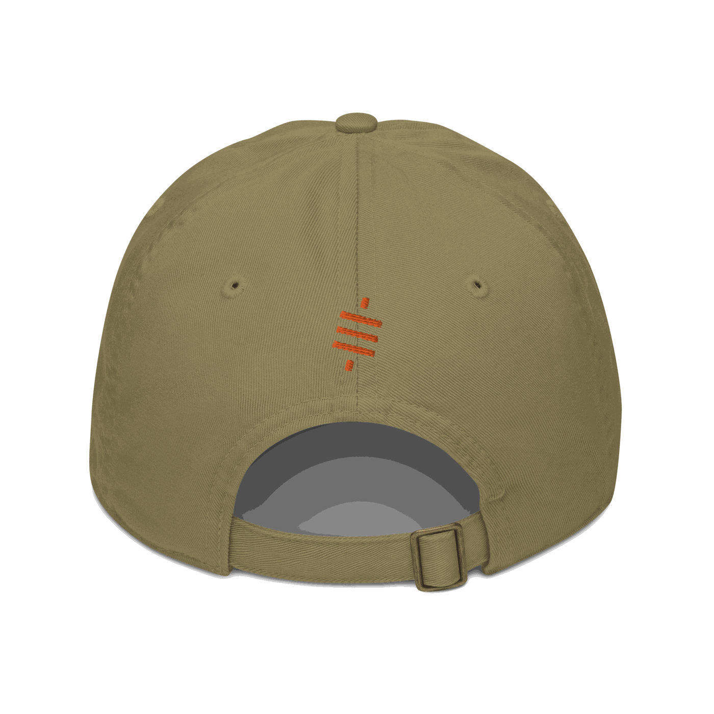 Back view of a jungle colored bitcoin dad hat.