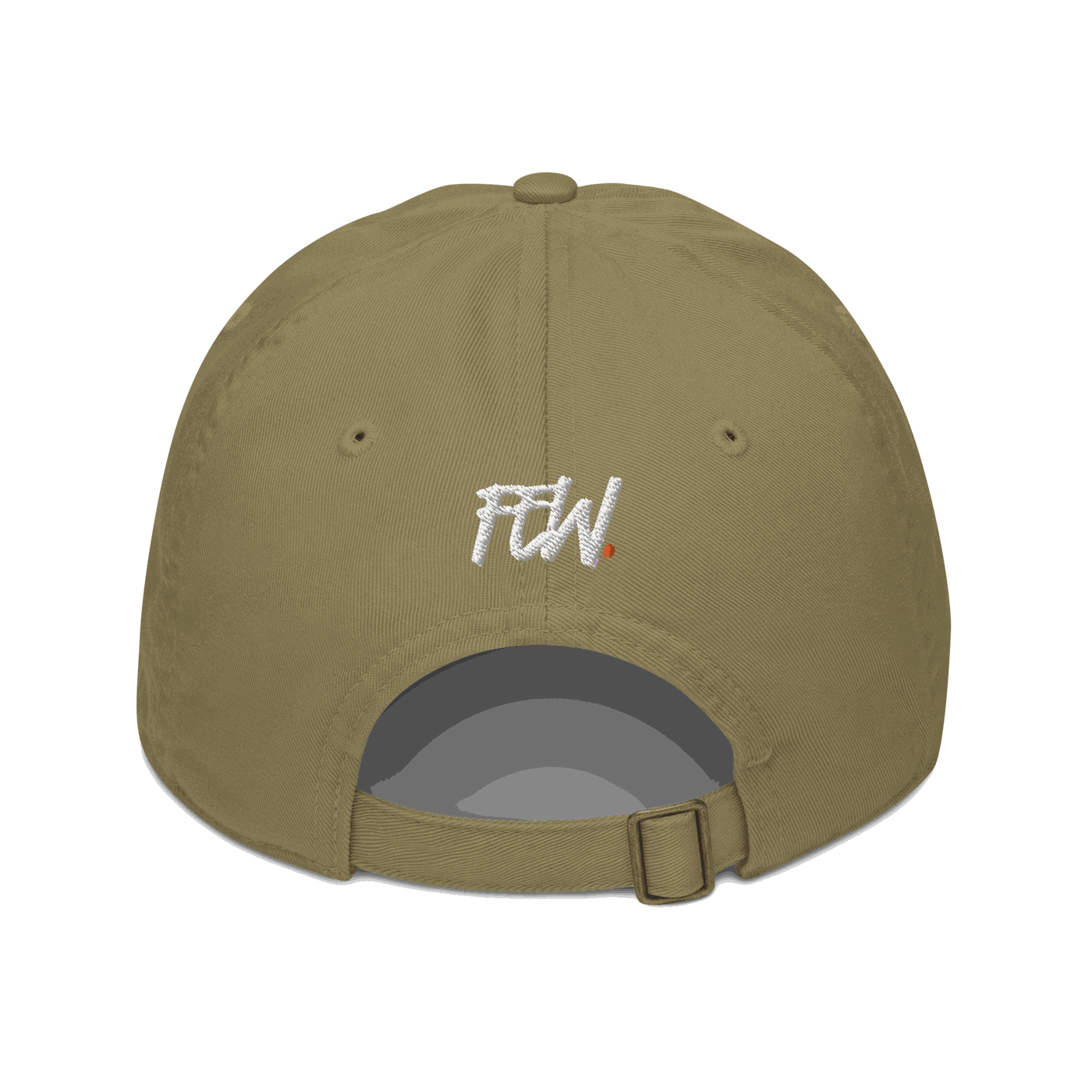 Back view of a jungle colored bitcoin dad hat.