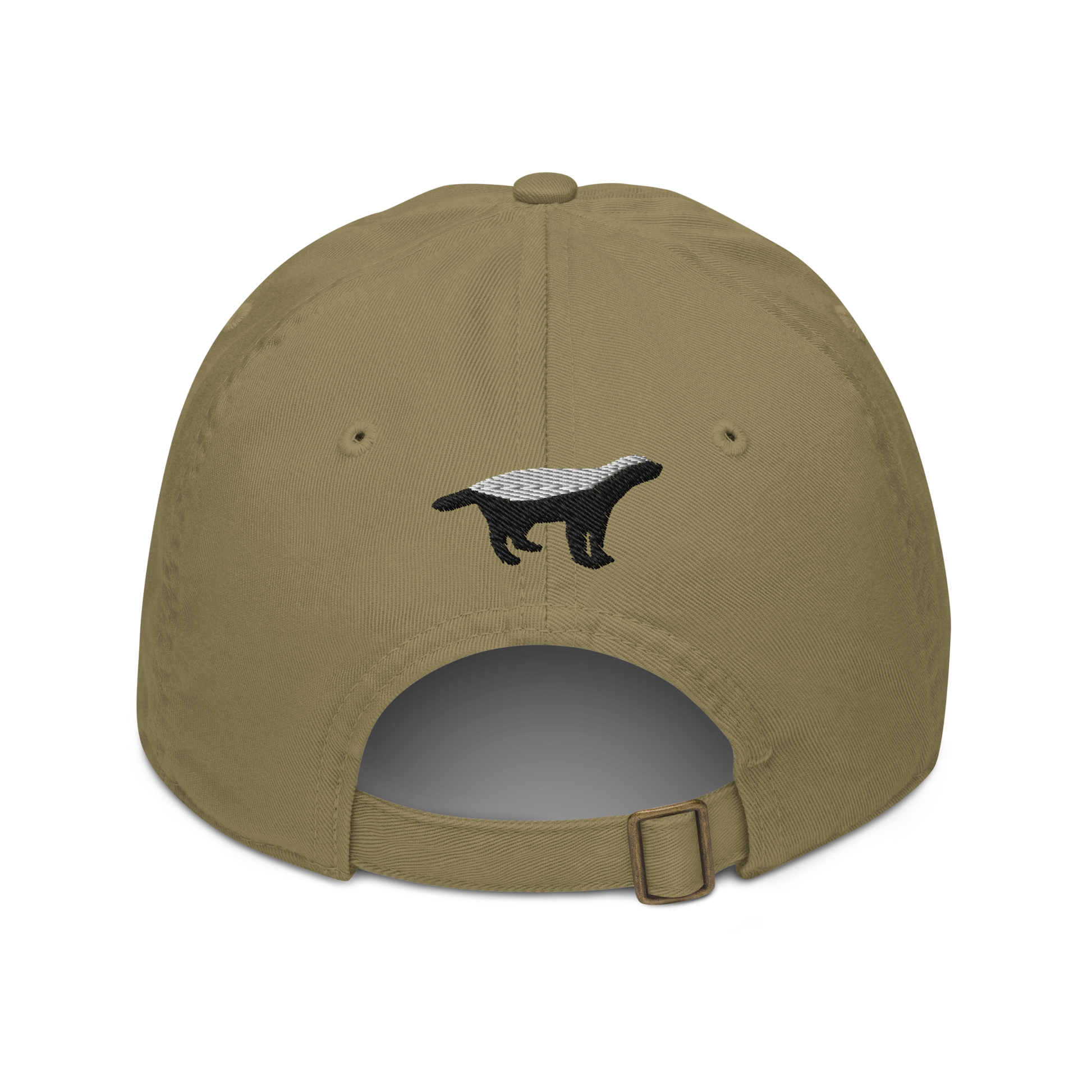 Back view of a jungle colored bitcoin dad hat.