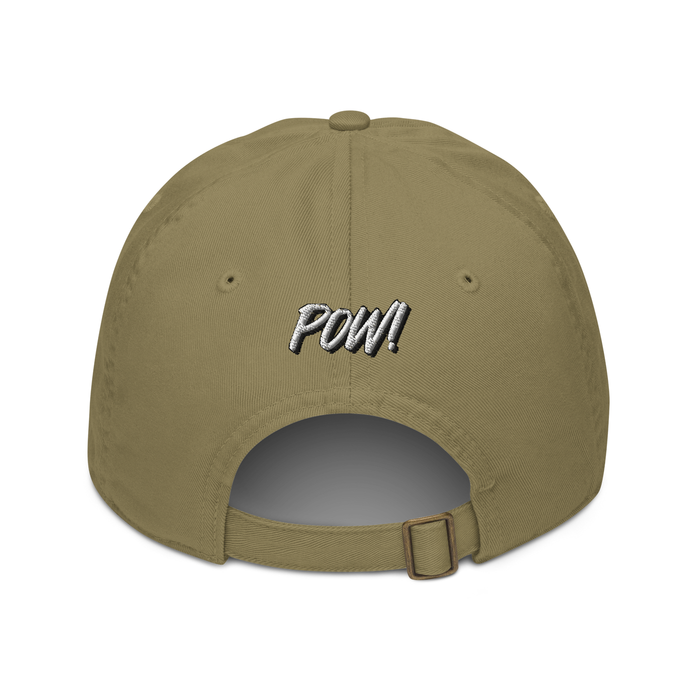 POW! organic bitcoin dad hat in Jungle, back view.