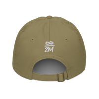 Infinity / 21M organic bitcoin dad hat in Jungle, back view.