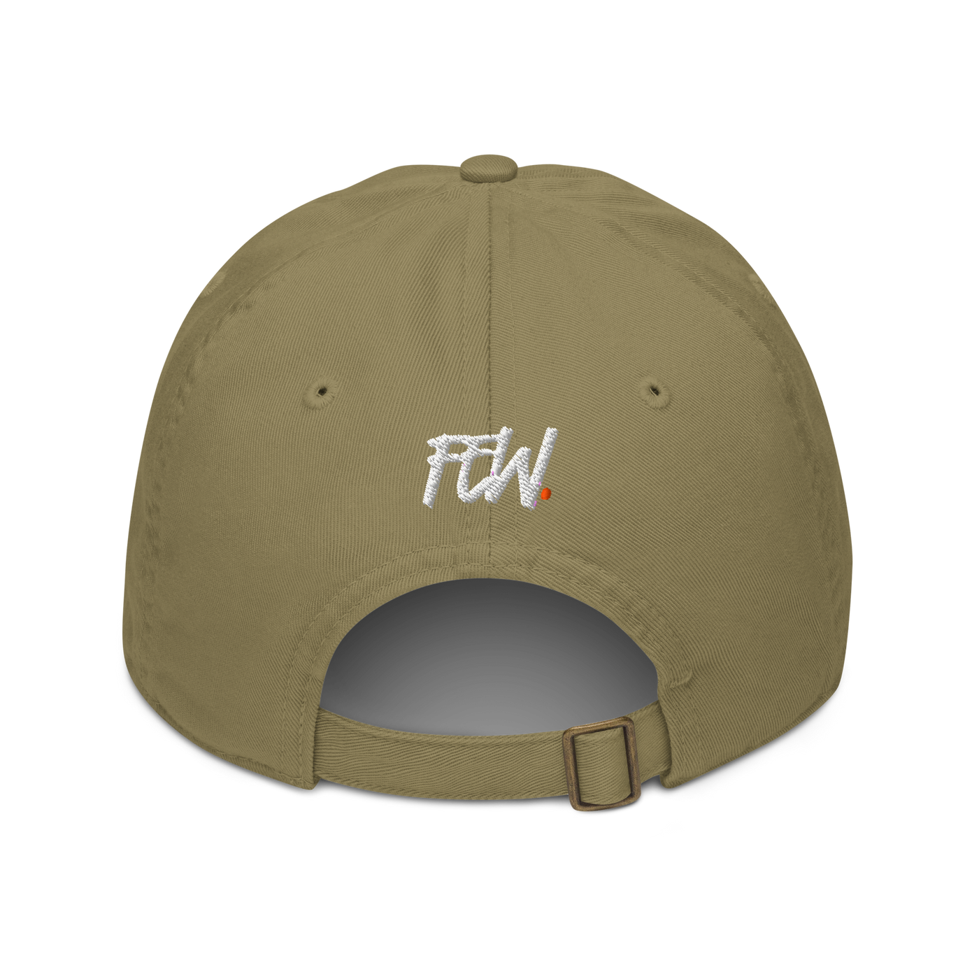 Few. organic bitcoin dad hat in Jungle, back view.
