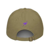 Nostrich organic bitcoin dad hat in Jungle, back view.