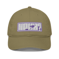 Front view of a jungle colored nostr dad hat.