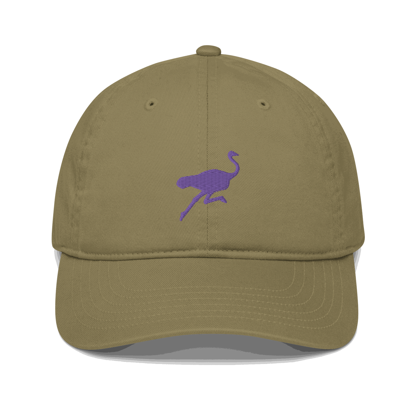 Front view of a jungle colored nostr dad hat.