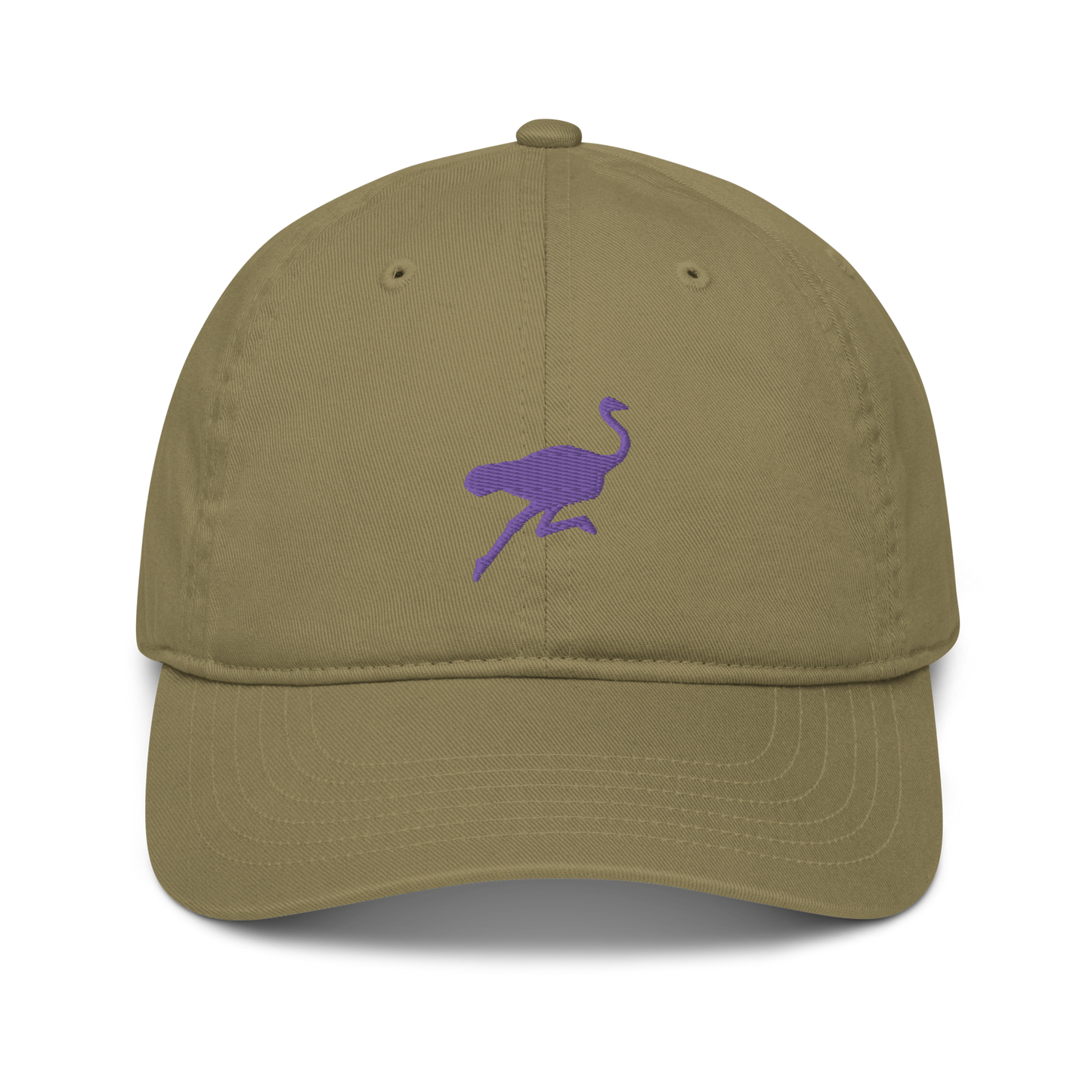 Front view of a jungle colored nostr dad hat.