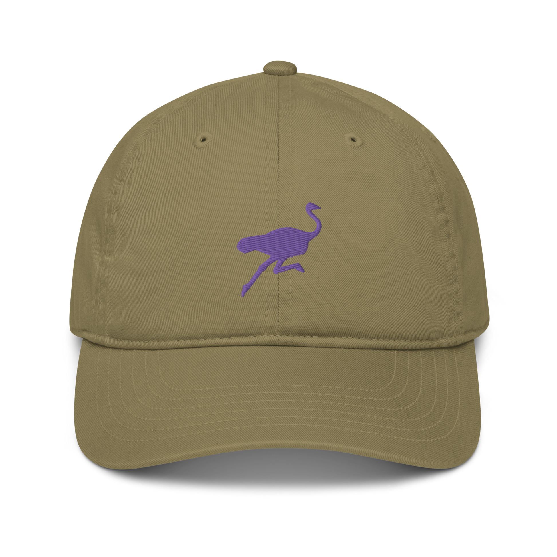 Front view of a jungle colored nostr dad hat.