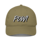 Front view of a jungle colored bitcoin dad hat.