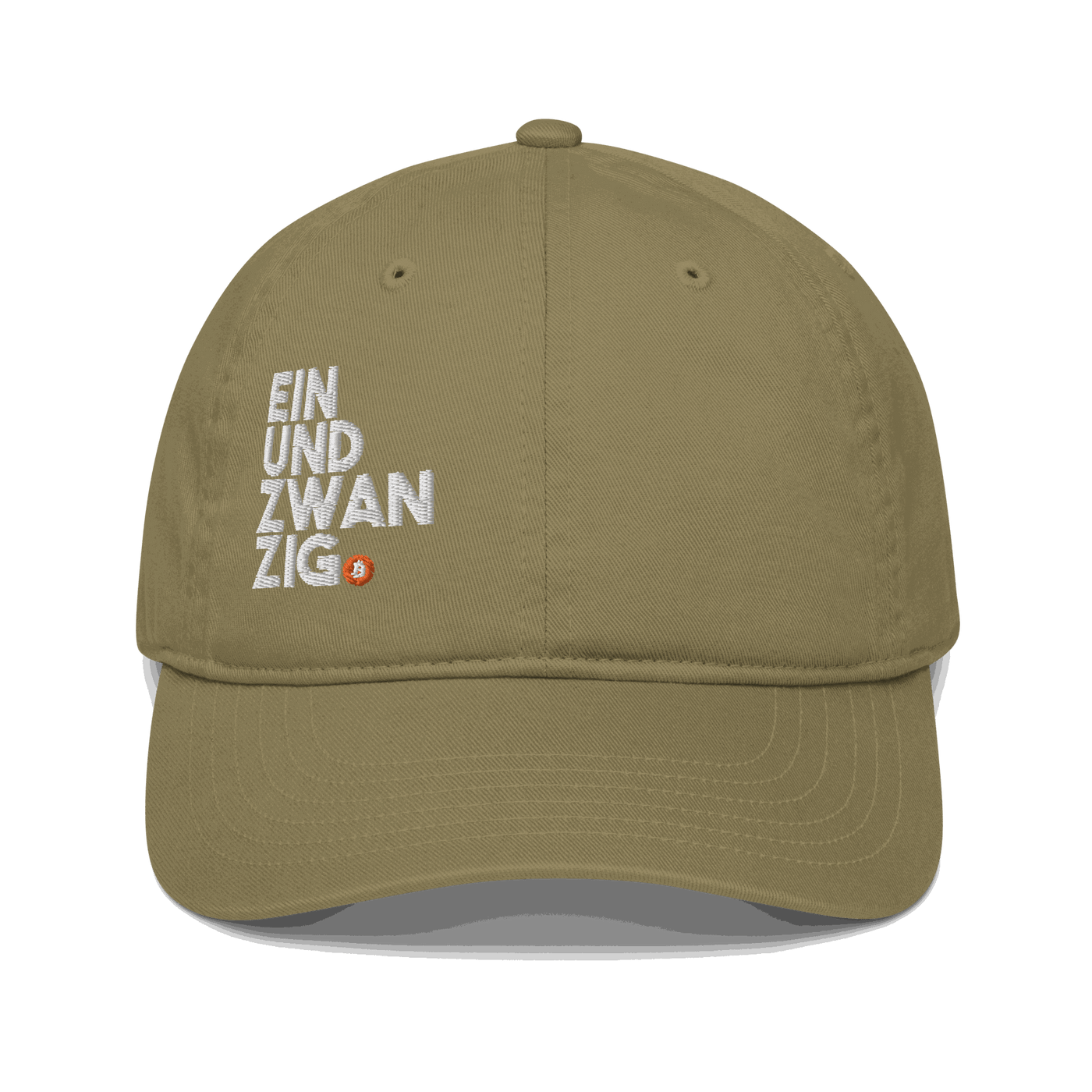 Einundzwanzig Organic Bitcoin Dad Hat made of 100% organic cotton with adjustable closure and sustainable design
