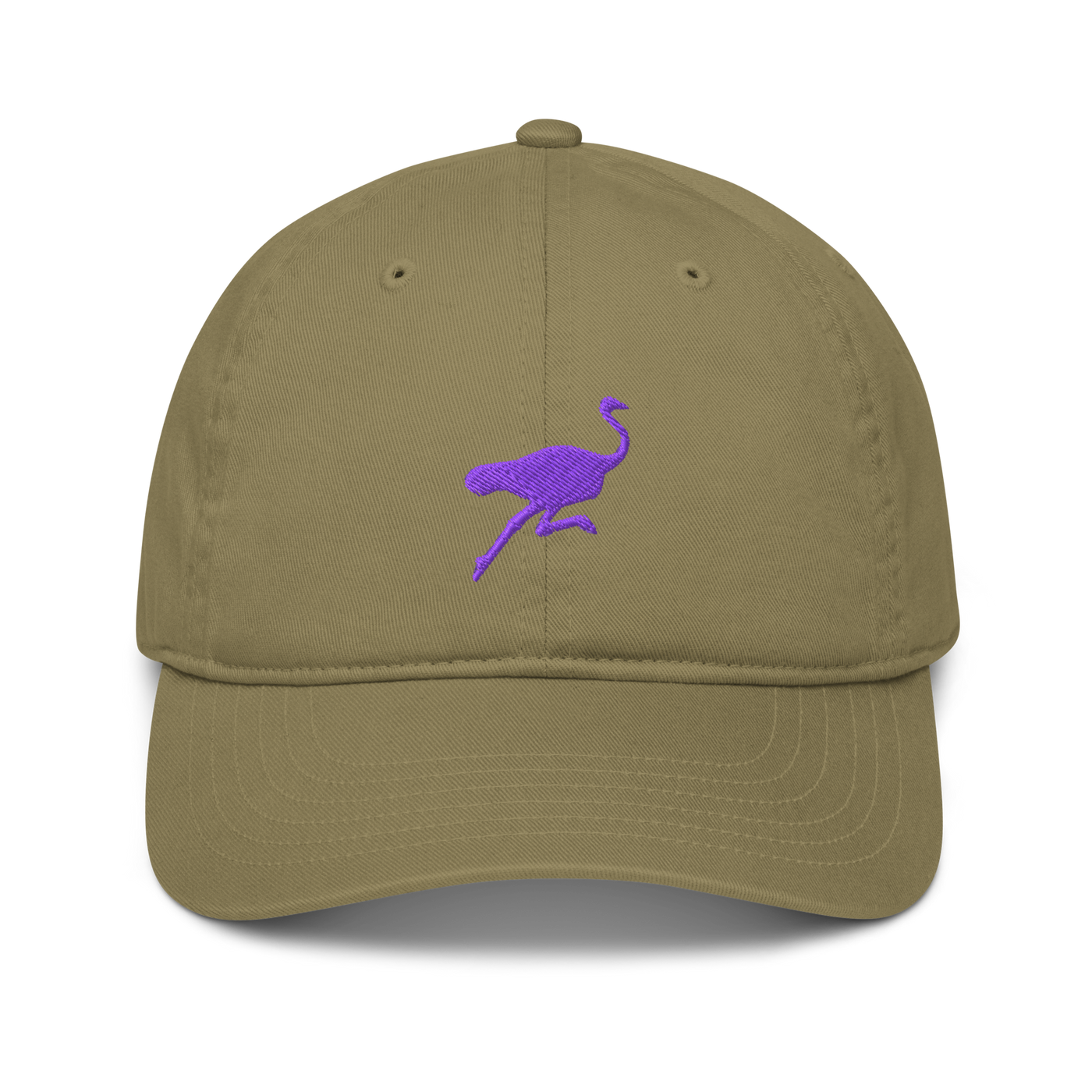 Nostrich organic bitcoin dad hat in Jungle, front view.