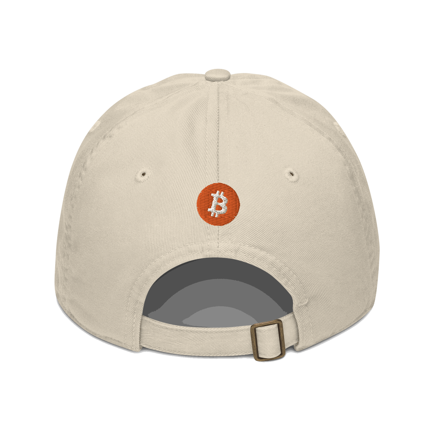 Einundzwanzig organic cotton bitcoin dad hat with adjustable brass slider closure and sustainable design