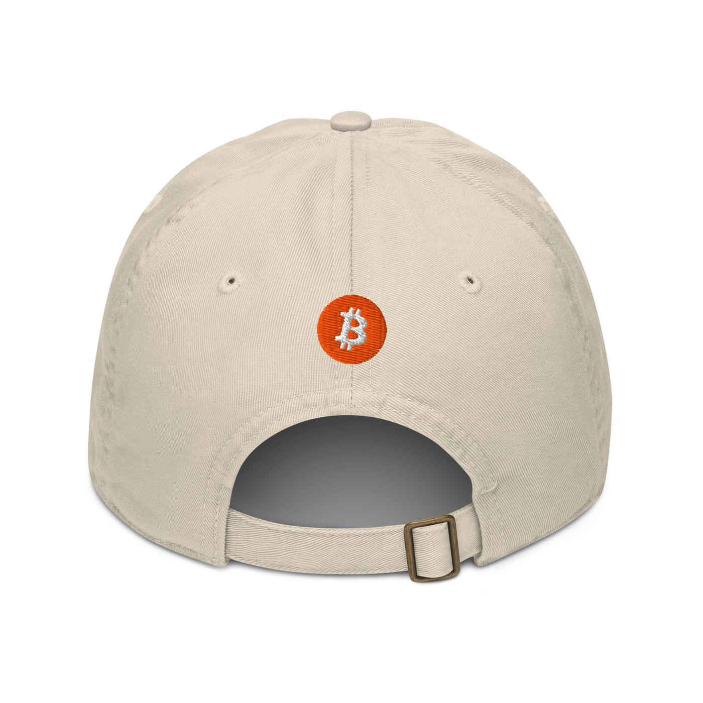Einundzwanzig organic bitcoin dad hat in Oyster, back view.