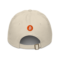 Einundzwanzig organic bitcoin dad hat in Oyster, back view.