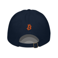 Back view of a pacific blue bitcoin dad hat.