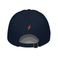 Back view of a pacific blue bitcoin dad hat.