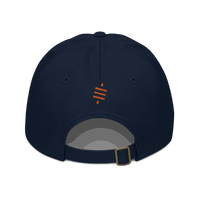 Back view of a pacific blue bitcoin dad hat.