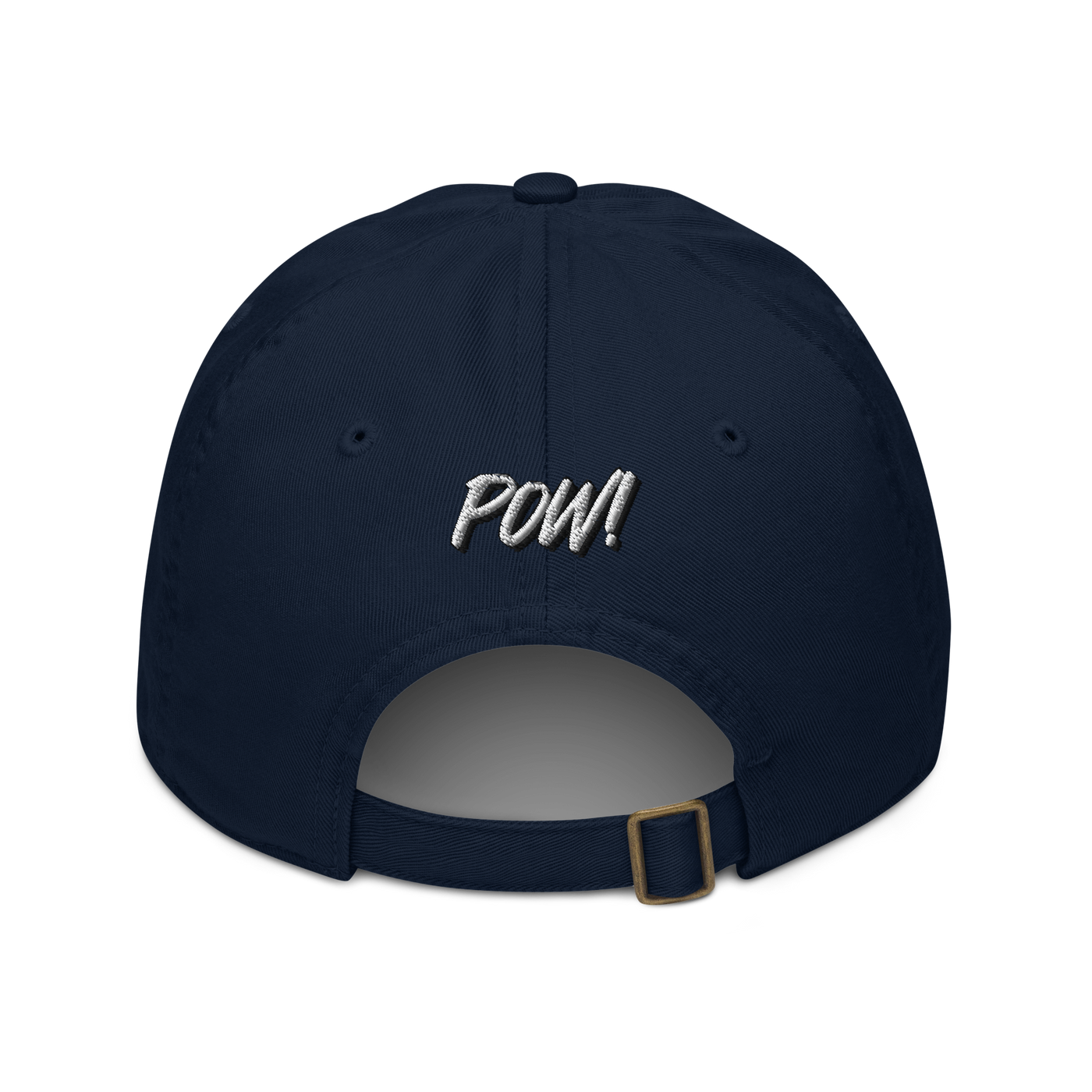 POW! organic bitcoin dad hat in Pacific, back view.