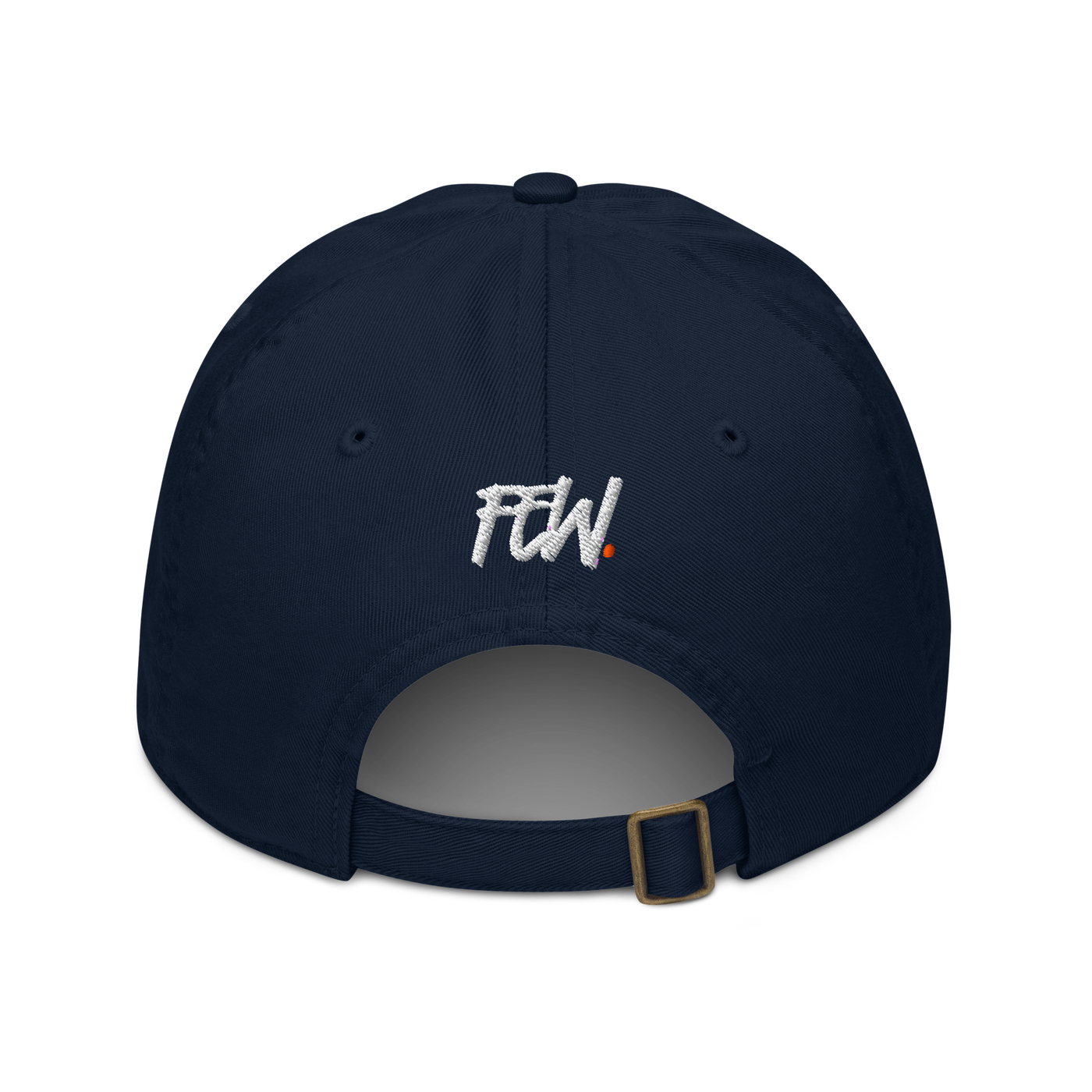 Few. organic bitcoin dad hat in Pacific, back view.
