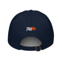TINA organic bitcoin dad hat in Pacific, back view.