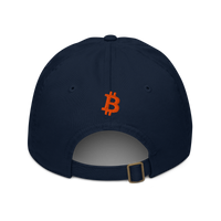 White Rabbit organic bitcoin dad hat in Pacific, back view.
