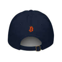 Circuit Board organic bitcoin dad hat in Pacific, back view.