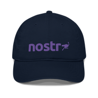 Front view of a pacific blue nostr dad hat.
