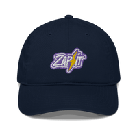 Front view of a pacific blue nostr dad hat.