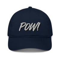 POW! organic bitcoin dad hat in Pacific, front view.