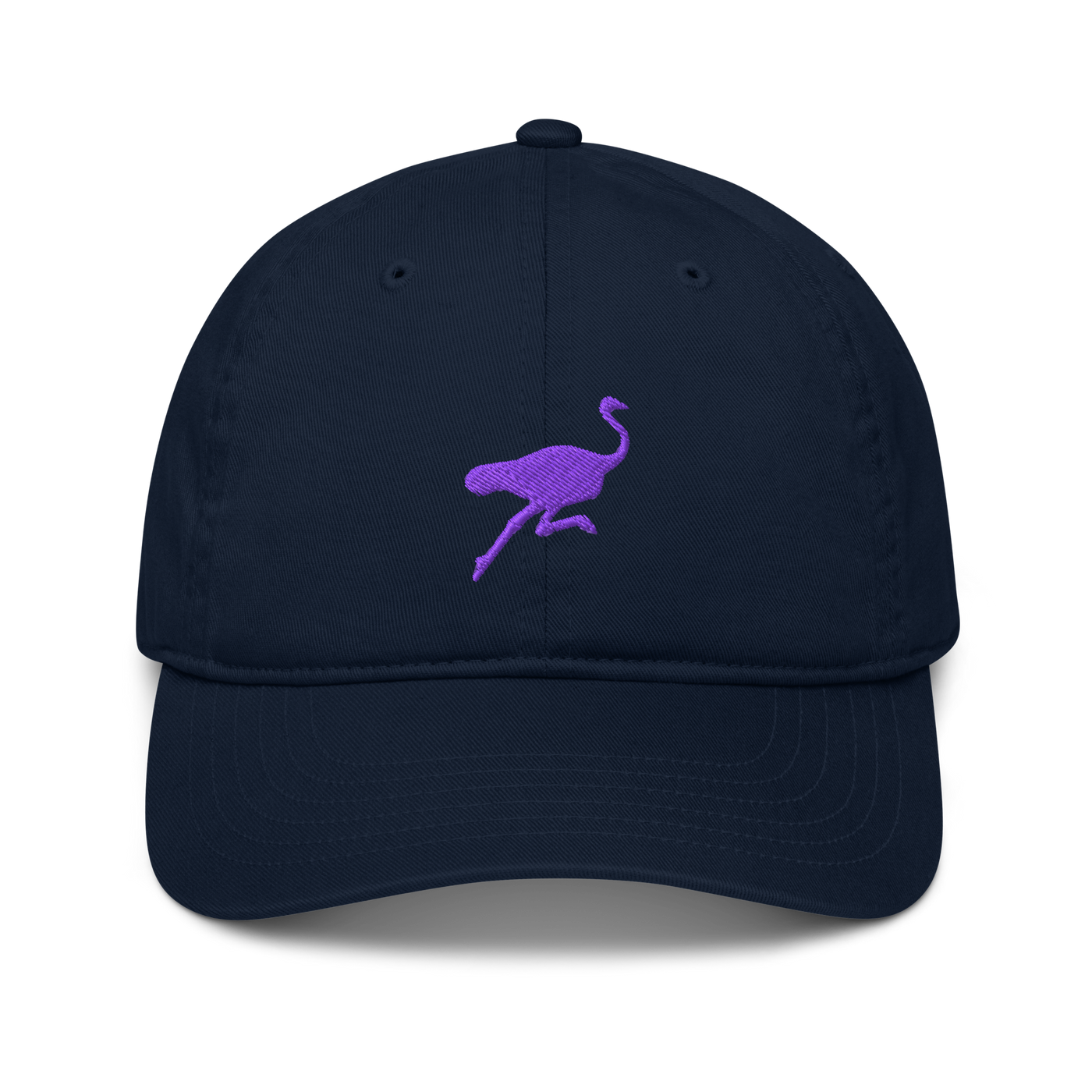 Nostrich organic bitcoin dad hat in Pacific, front view.